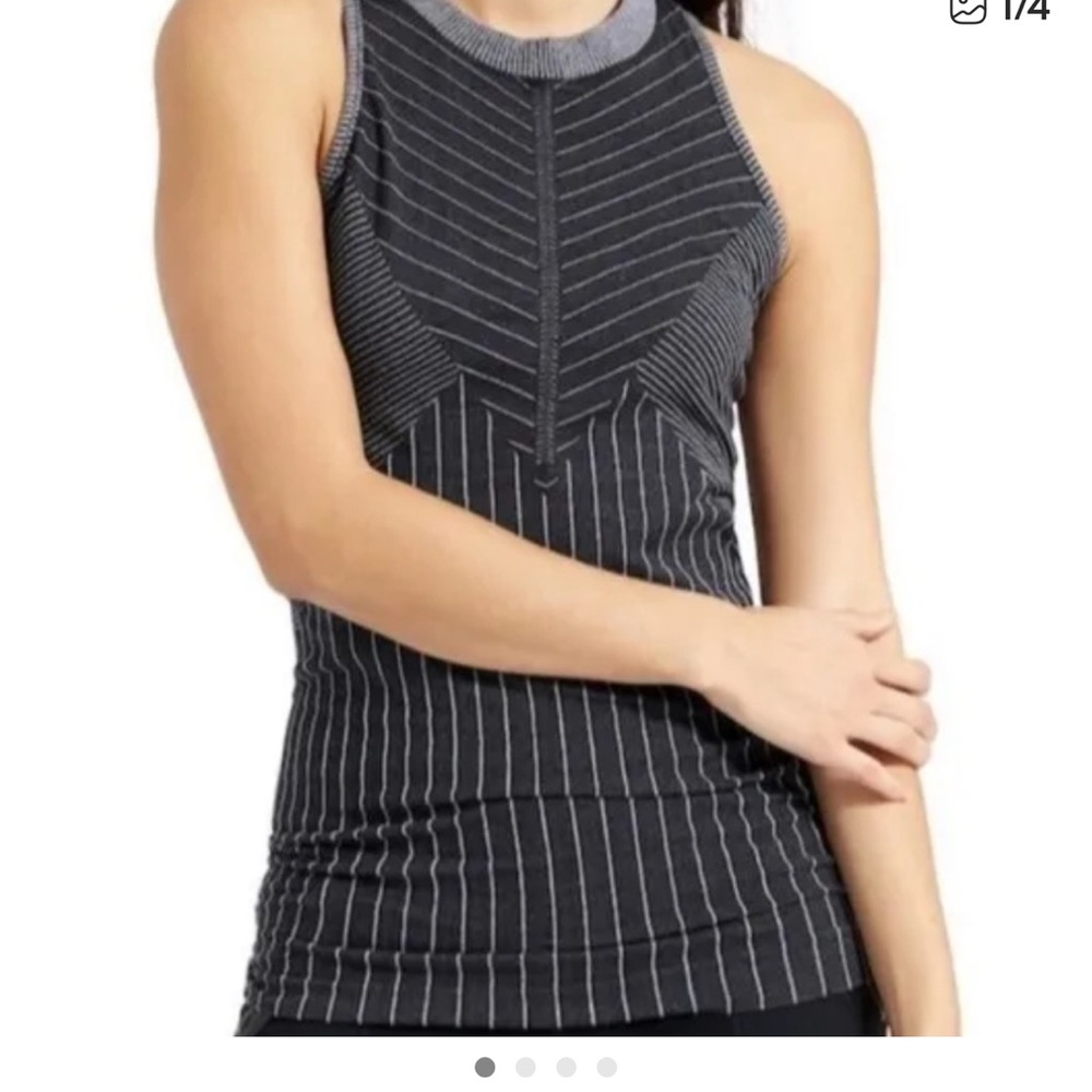 Athleta Sojourn Seamless Stripe Fitted Breathable High Neck Tank